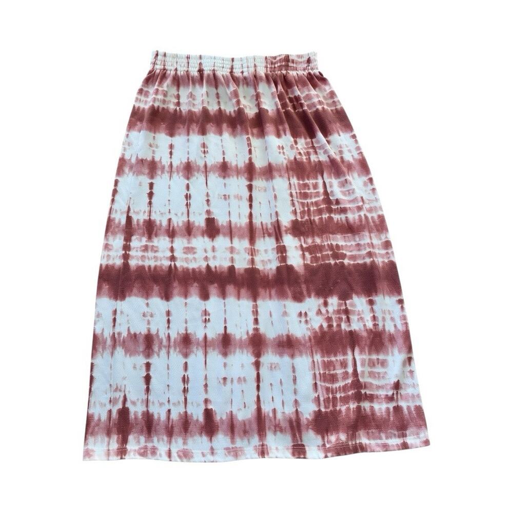 Lark + Grey Womens S-M Cotton A-Line Festival Hippie Skirt Tie-Dye Elastic Waist